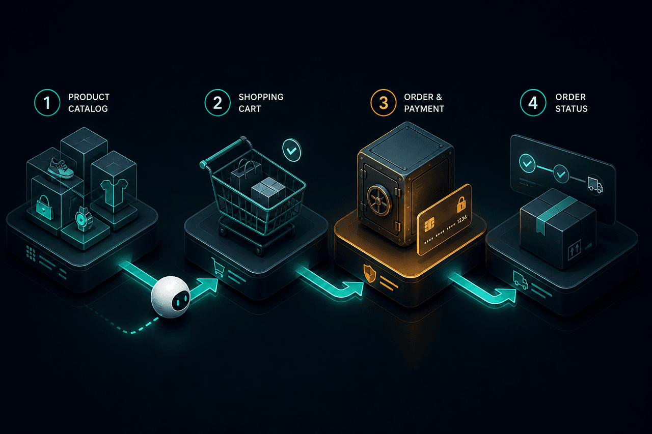Минимальный API интернет-магазина для ИИ-агентов: каталог, корзина, заказ, статус