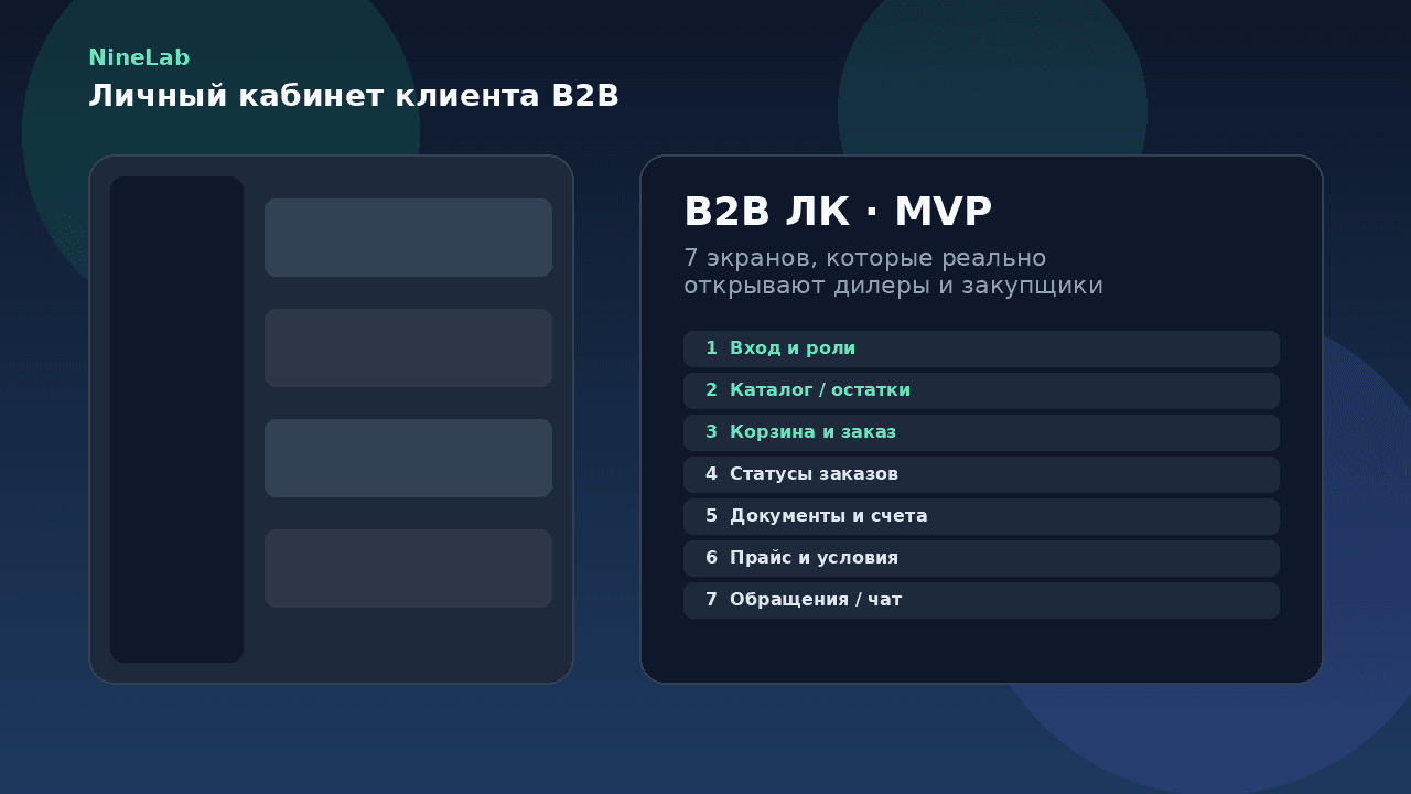 Личный кабинет клиента B2B: MVP из семи экранов для дилеров и закупщиков