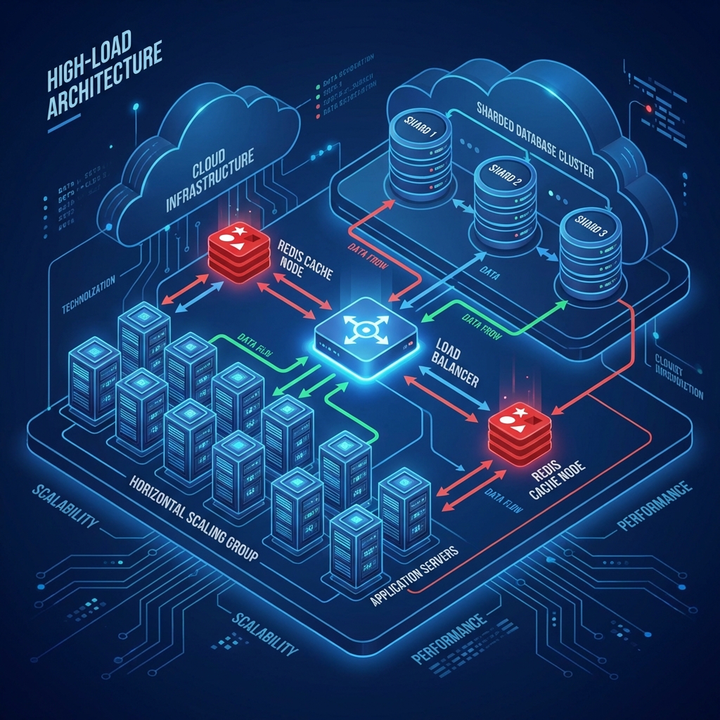 High-Load Архитектура: Балансировщик, Кластер БД, Кэширование