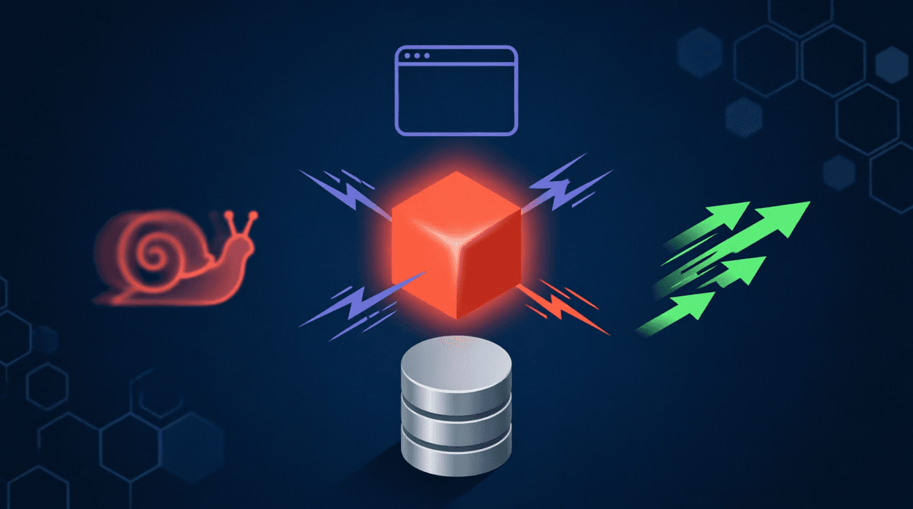 Схема кэша Redis между браузером и базой данных