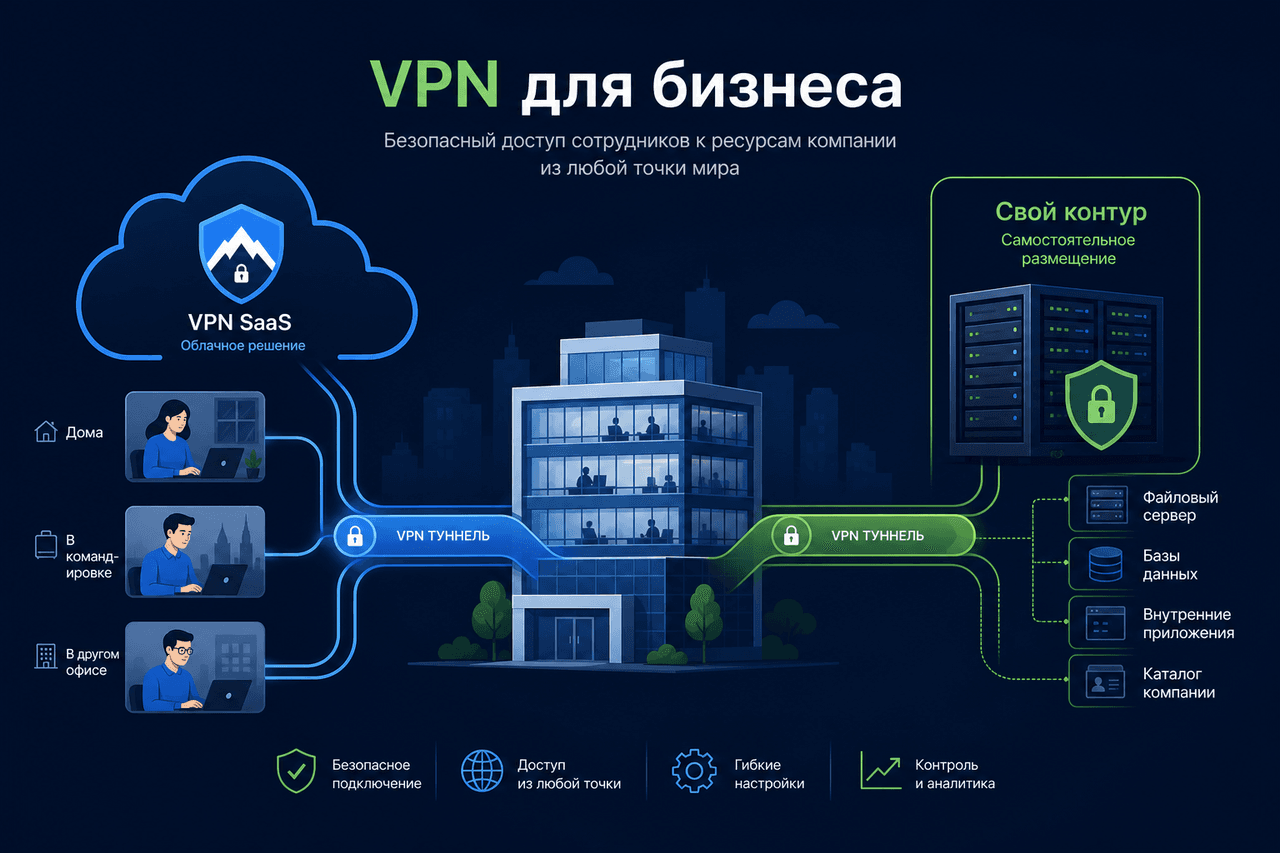 Корпоративный VPN для МСБ: облачный SaaS против своего контура для офиса и удалёнки